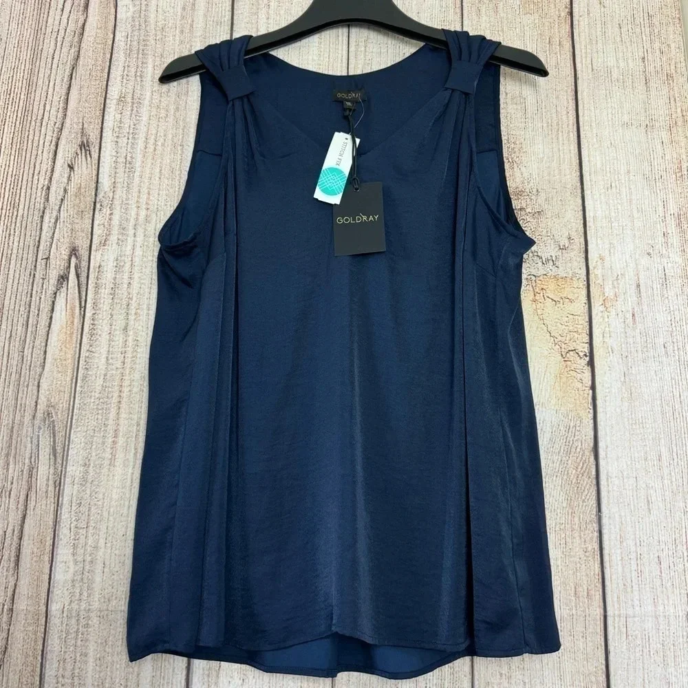 Goldray Womens Joonie Knot Sleeveless V-neck blouse size 1X